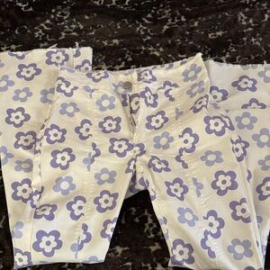 VIP White Jeans with Lavender Floral Print